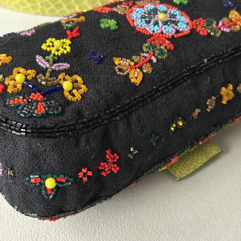 Fendi black baguette with floral beading