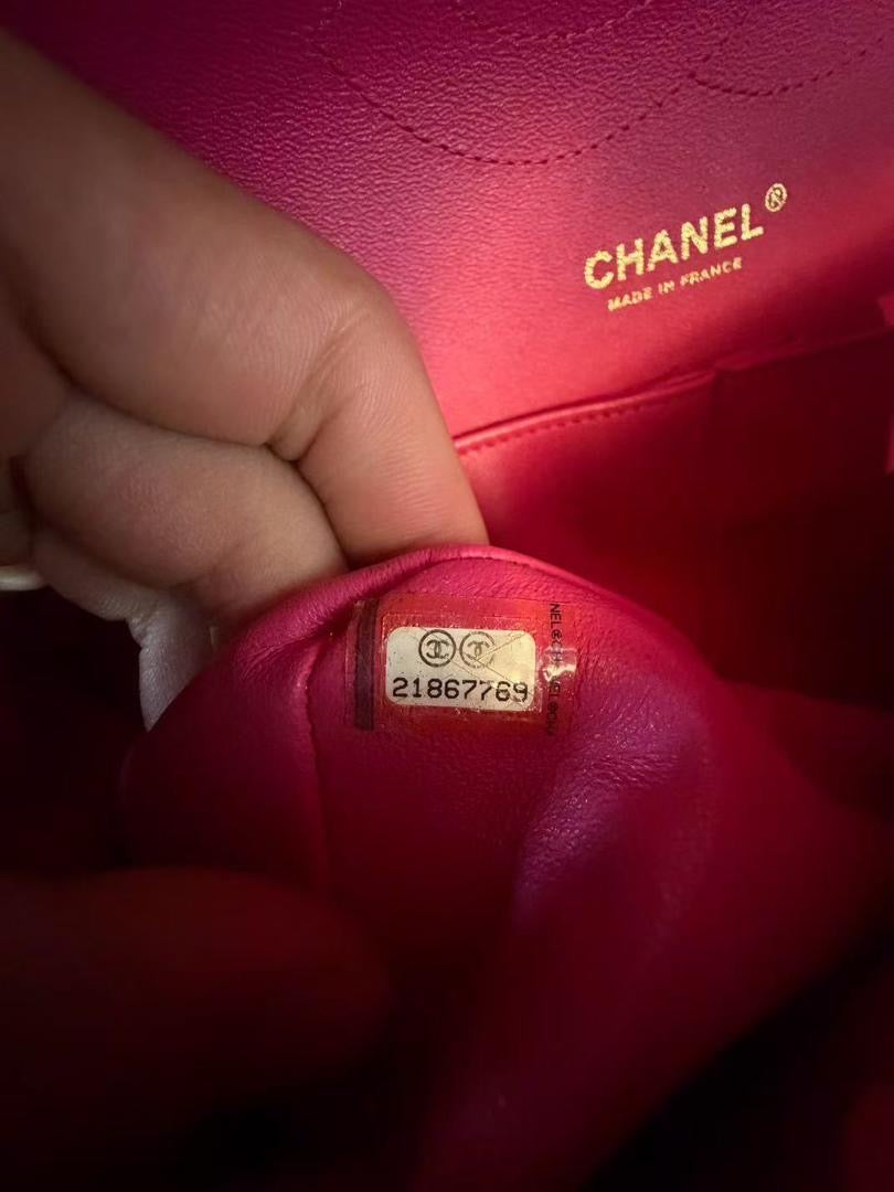 Chanel hot pink lambskin jumbo classic flap