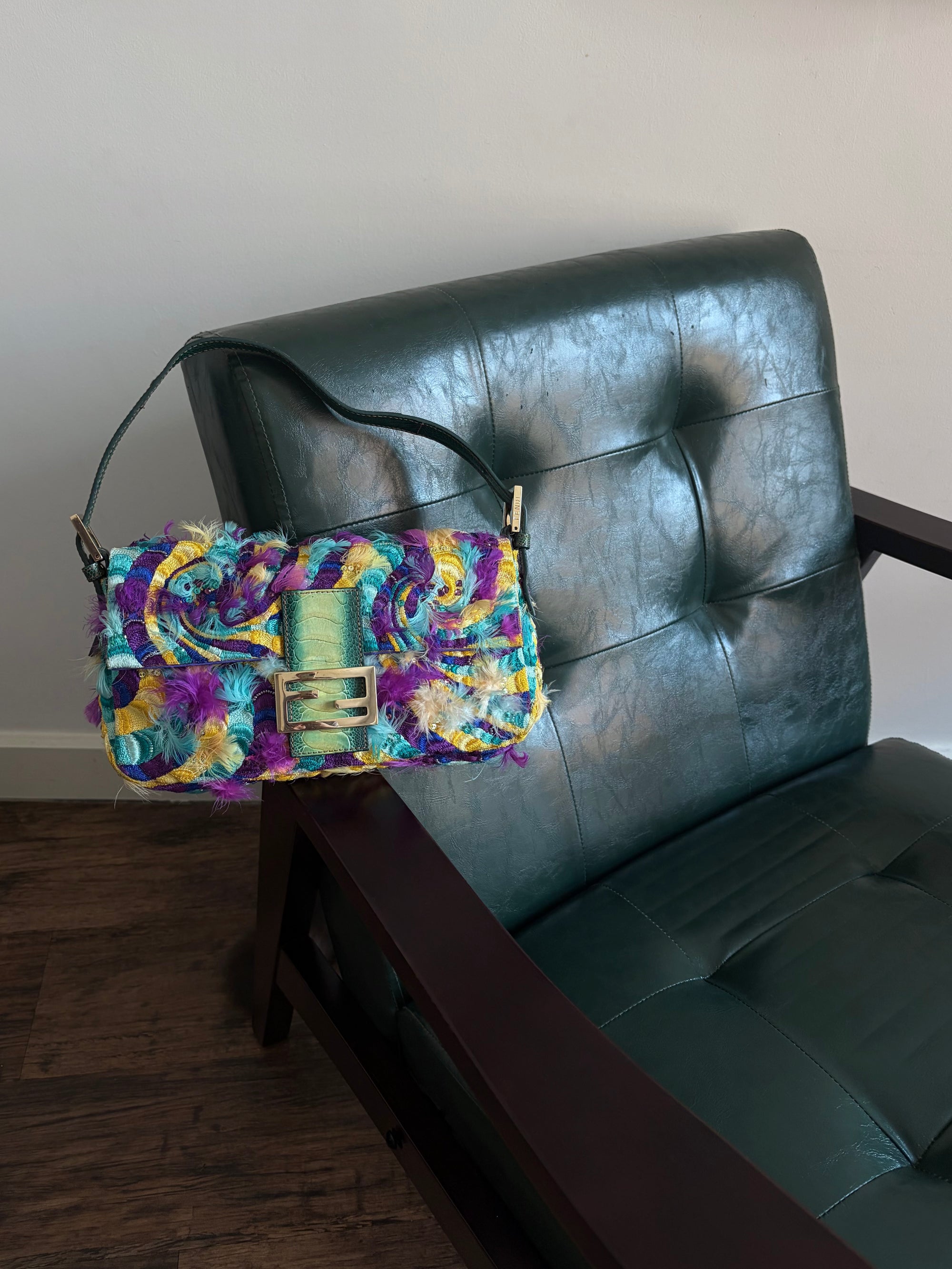 Ultra rare! Fendi ‘Willy Wonka’ swirl and feather baguette