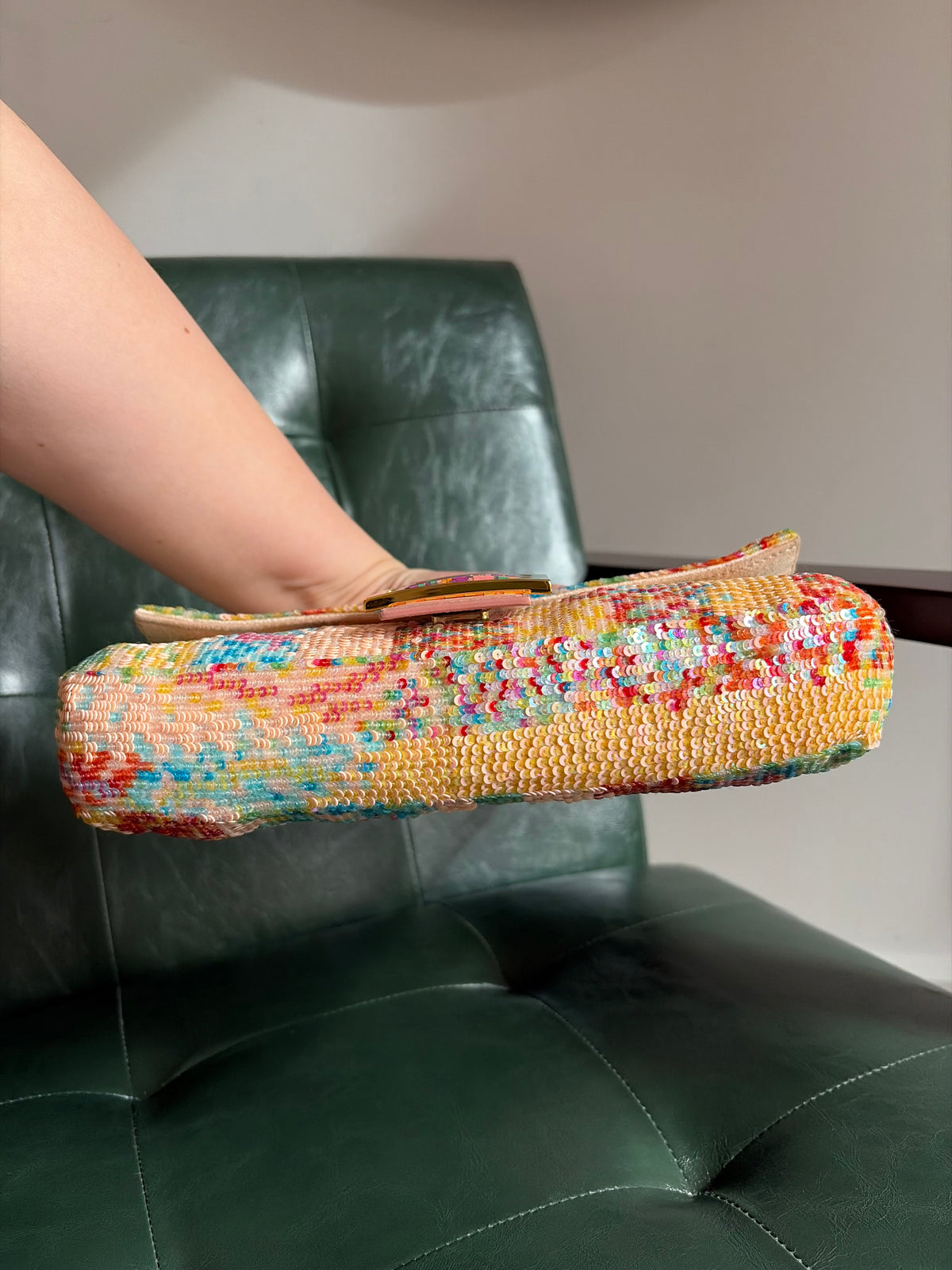 Ultra rare! Limited Edition vintage Fendi multicoloured sequin Splash Ball 'Confetti' baguette