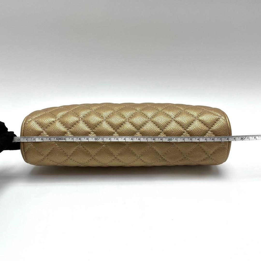 Chanel vintage gold caviar kisslock clutch bag