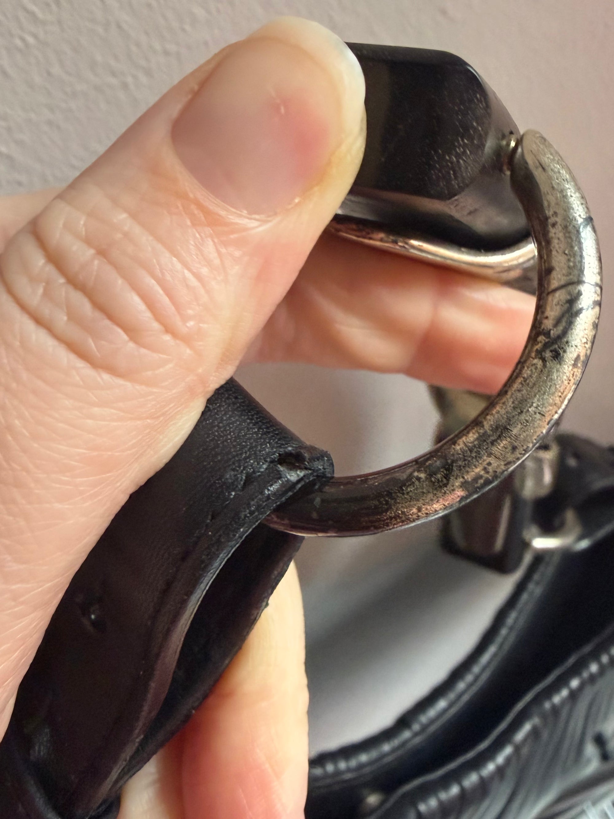 YSL black leather pleated Mombasa hobo bag