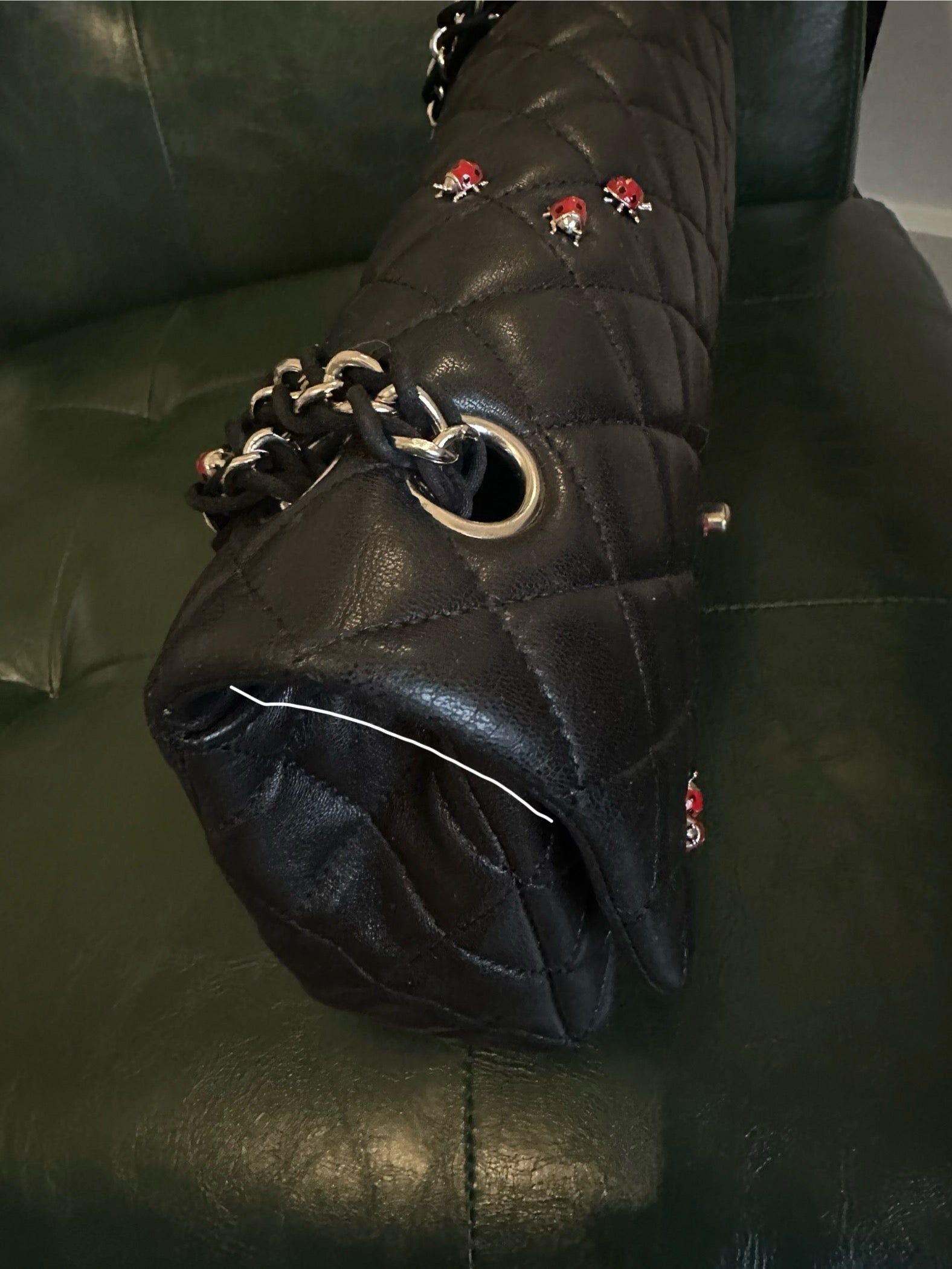 Rare! Chanel medium black ladybug single flap bag